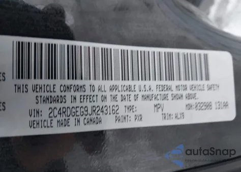 2018 Dodge Grand Caravan Gt from USA, damaged, VIN 2C4RDGEG9JR243162